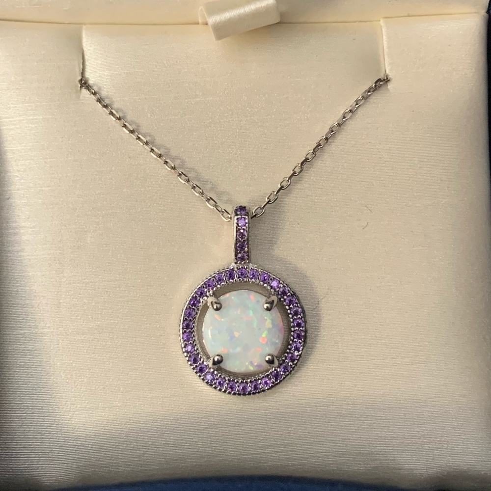 NWOT 18” genuine opal and amethyst necklace